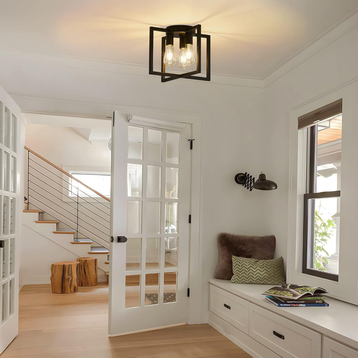 Nordic Cube Flush Mount for Low Ceilings by AUVIELIGHT