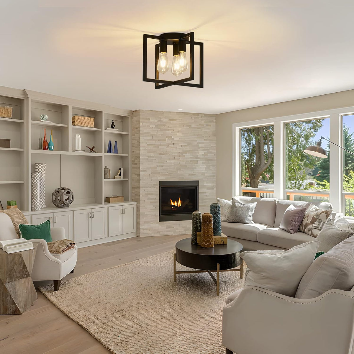 Nordic Cube Flush Mount for Low Ceilings by AUVIELIGHT
