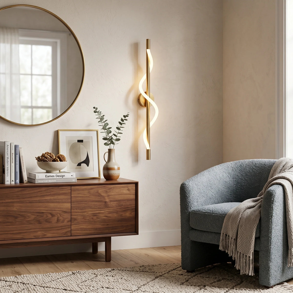 Rope Linear Wall Sconce in brass for Hallway by AUVIELIGHT