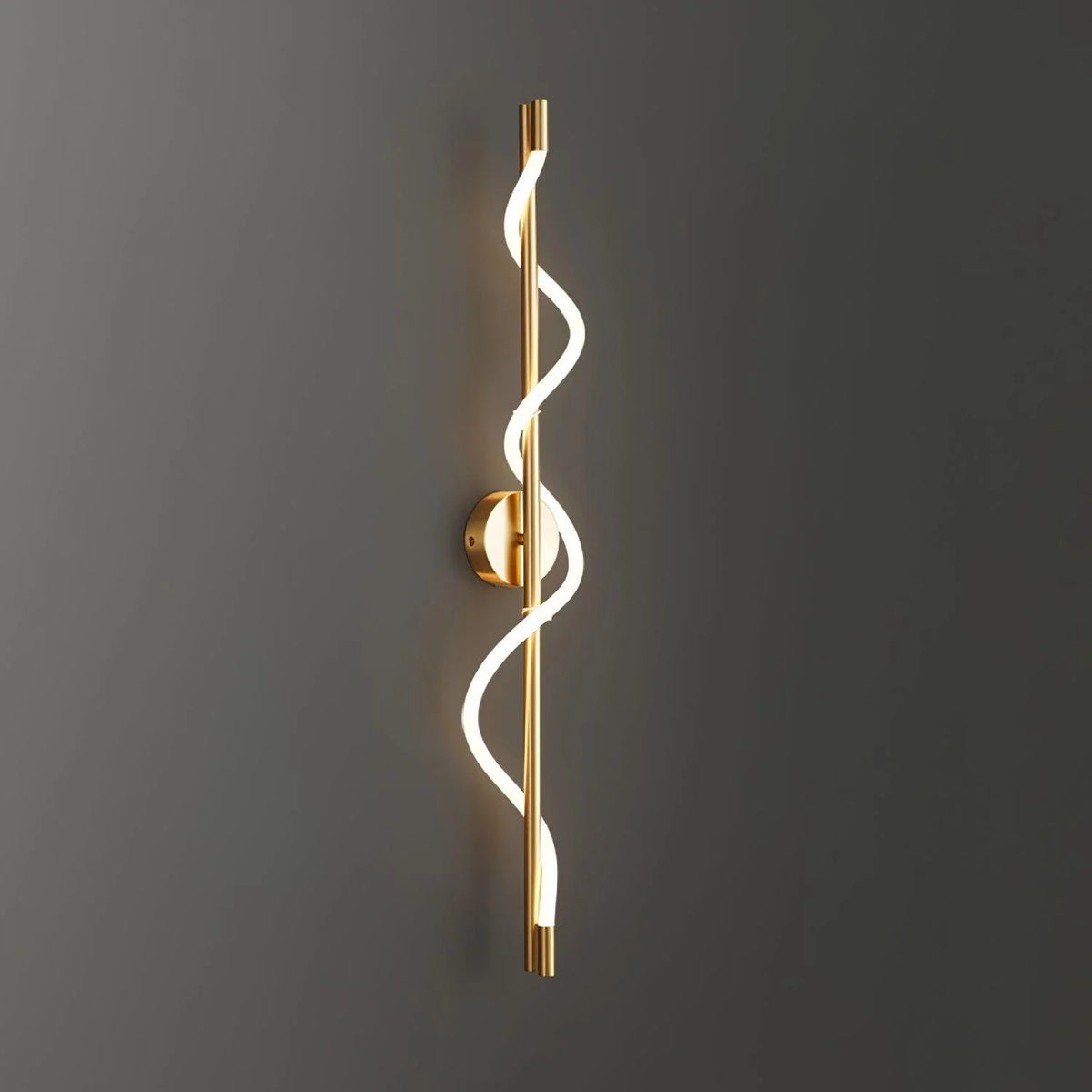 Rope Linear Wall Sconce in brass for Hallway by AUVIELIGHT, W 9.8" x H 35.4" / W 25cm x H 90cm / Brass & White / Warm Light