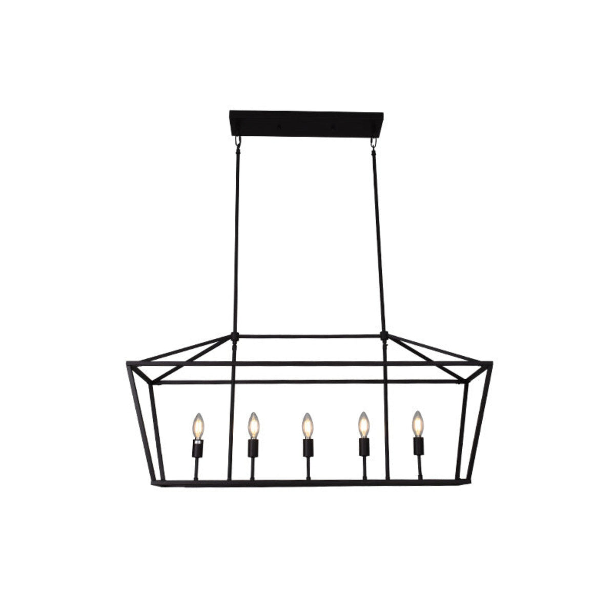 Open Linear Chandelier for Dining Room by AUVIELIGHT, L 40″ × W 12″ × H 13.2″ / Black / Warm Light