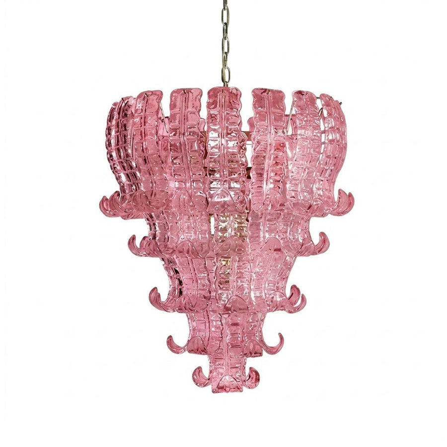 Ribbon Tiered Chandelier in pink glass for Dining Room by AUVIELIGHT