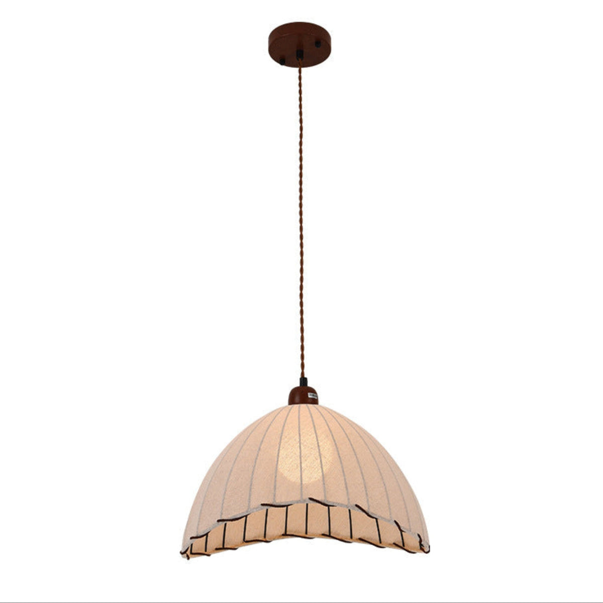 Pleated Fabric Dome Pendant Light for Kitchen Island by AUVIELIGHT, D 40cm x H 20cm / D 15.7″ x H 7.9″ / Brown