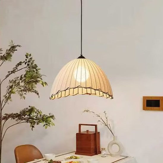 Pleated Fabric Dome Pendant Light for Kitchen Island by AUVIELIGHT