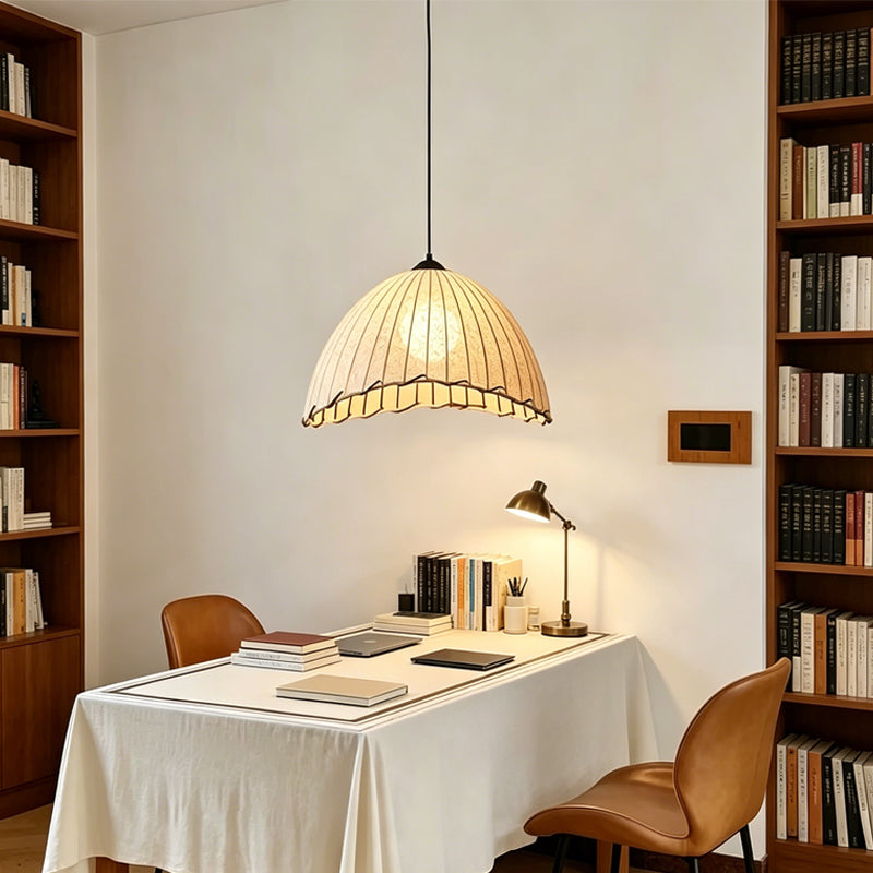 Pleated Fabric Dome Pendant Light for Kitchen Island by AUVIELIGHT