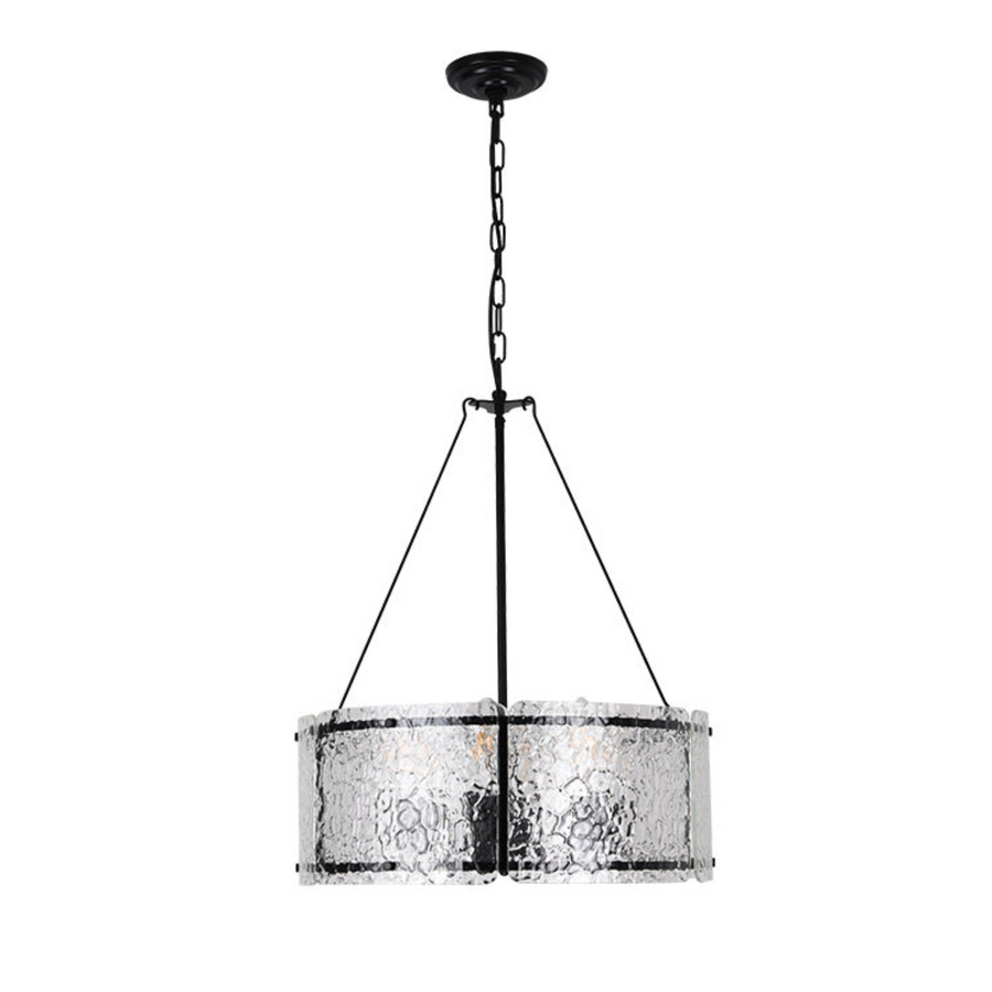 Drum Chandelier in textured glass for Dining Room by AUVIELIGHT
