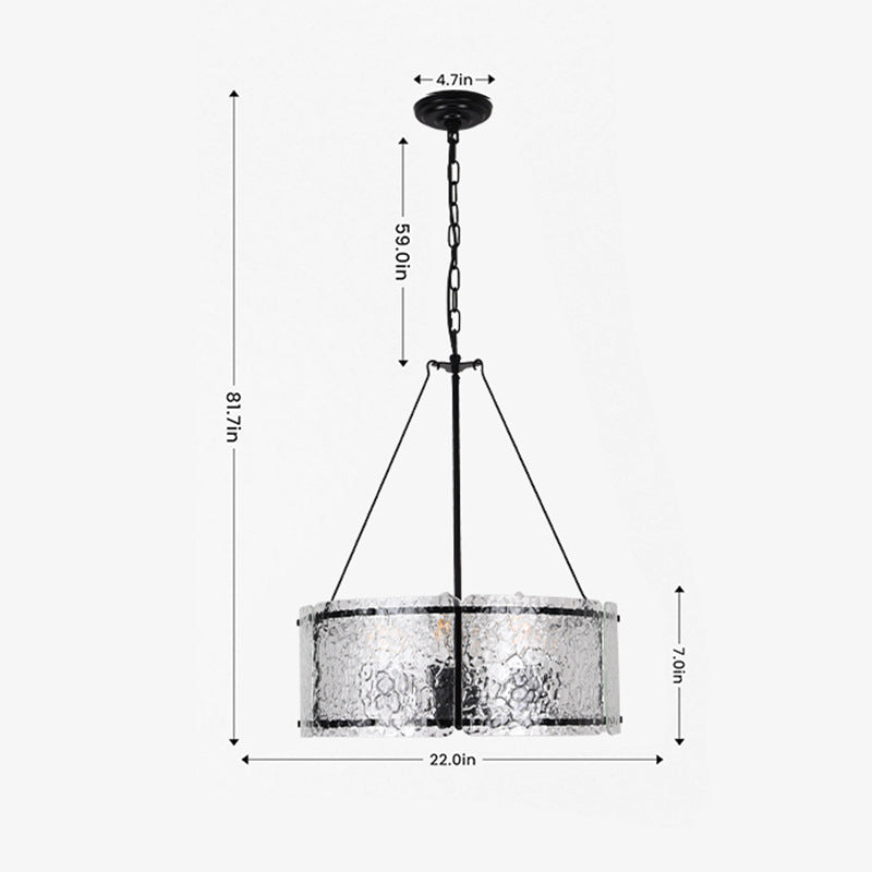 Drum Chandelier in textured glass for Dining Room by AUVIELIGHT