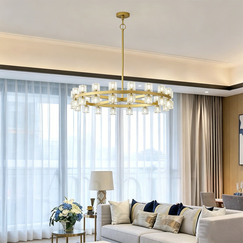Two-Tier Wagon Wheel Chandelier in crystal for Dining Room by AUVIELIGHT