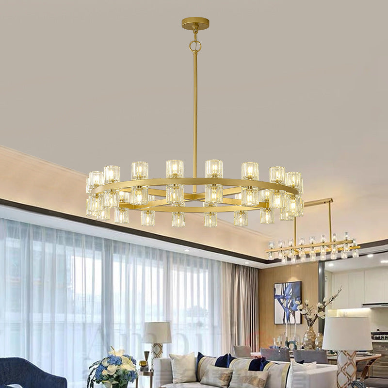 Two-Tier Wagon Wheel Chandelier in crystal for Dining Room by AUVIELIGHT