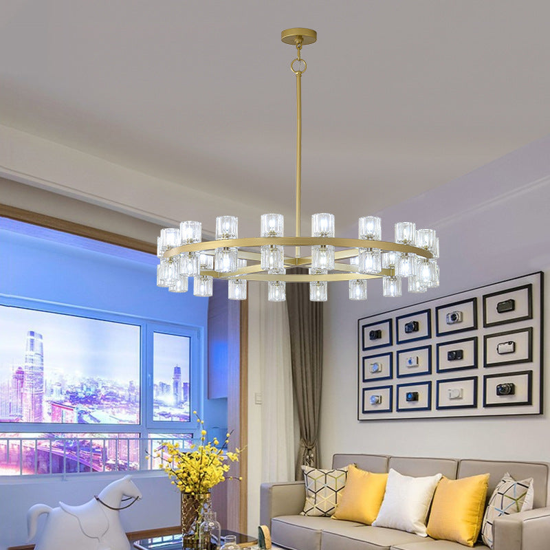 Two-Tier Wagon Wheel Chandelier in crystal for Dining Room by AUVIELIGHT