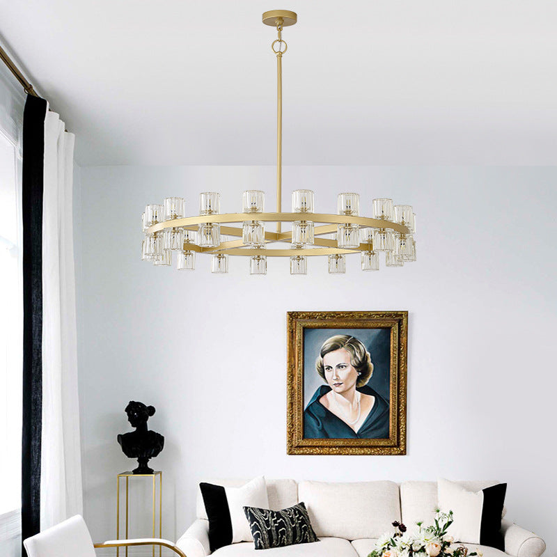 Two-Tier Wagon Wheel Chandelier in crystal for Dining Room by AUVIELIGHT