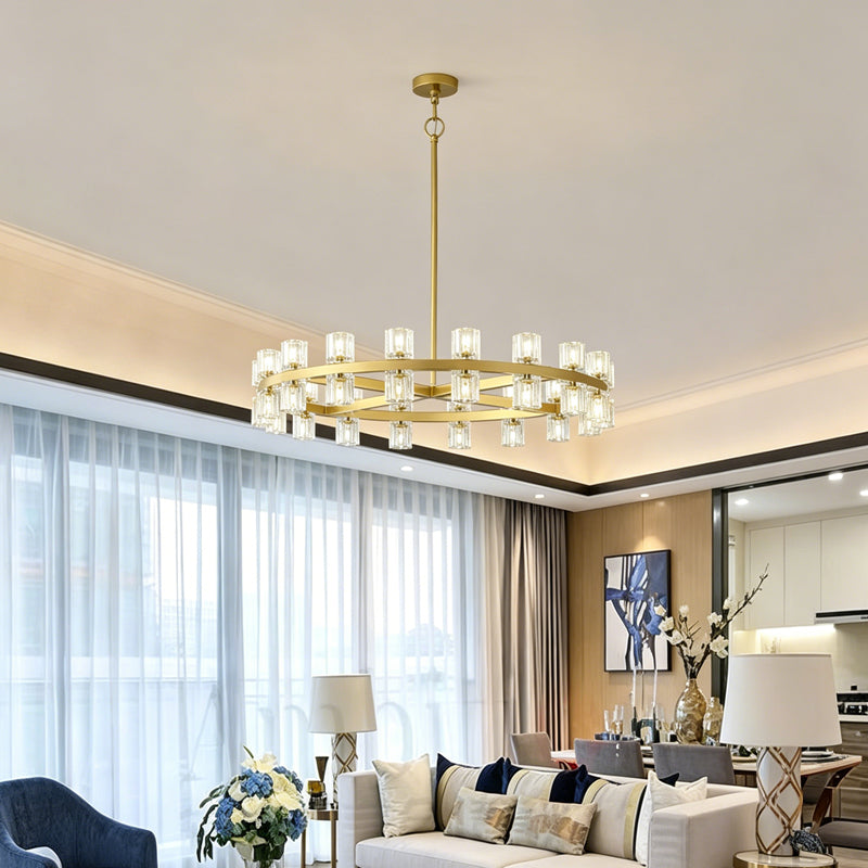 Two-Tier Wagon Wheel Chandelier in crystal for Dining Room by AUVIELIGHT