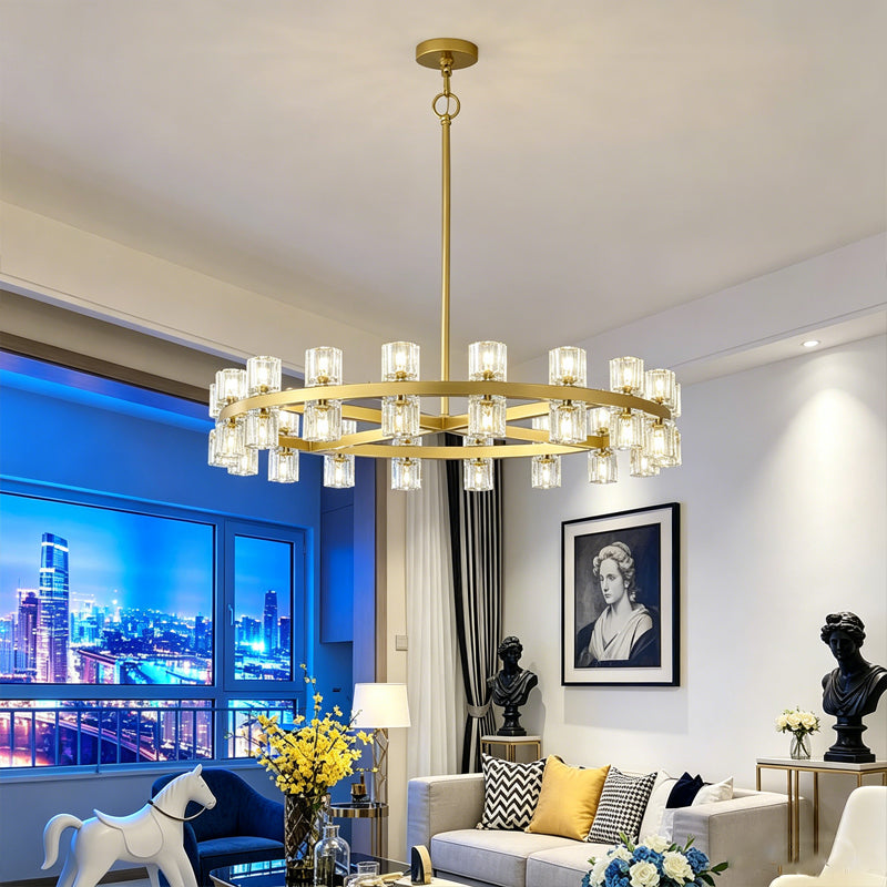 Two-Tier Wagon Wheel Chandelier in crystal for Dining Room by AUVIELIGHT