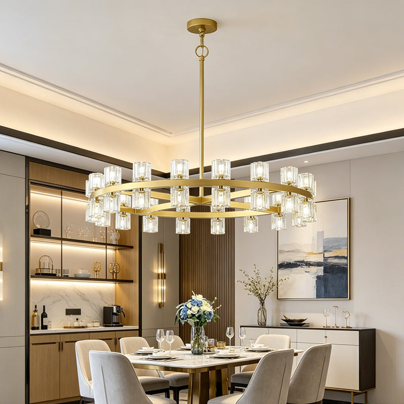 Two-Tier Wagon Wheel Chandelier in crystal for Dining Room by AUVIELIGHT