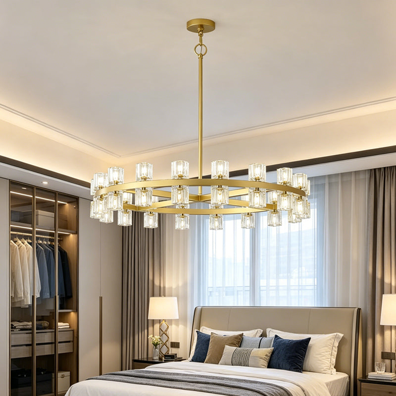 Two-Tier Wagon Wheel Chandelier in crystal for Dining Room by AUVIELIGHT