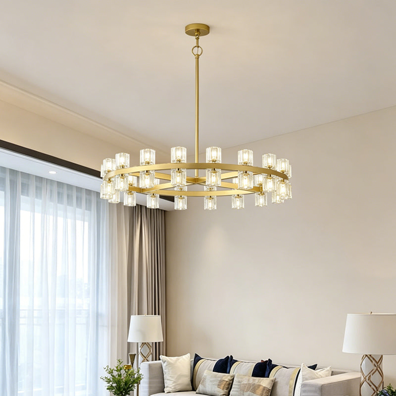 Two-Tier Wagon Wheel Chandelier in crystal for Dining Room by AUVIELIGHT