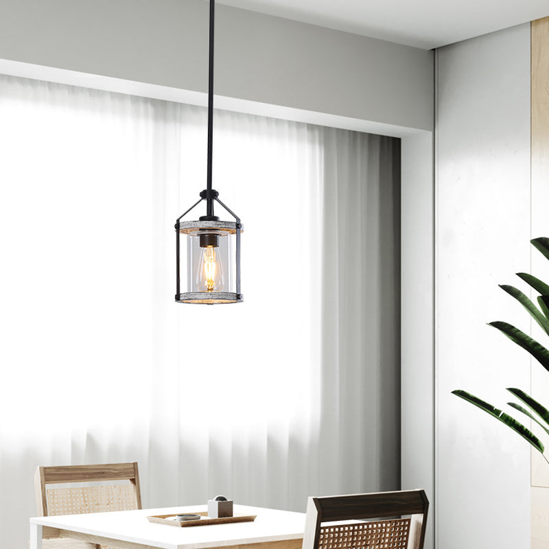 Whitewashed Cage Pendant Light in glass for Kitchen Island by AUVIELIGHT