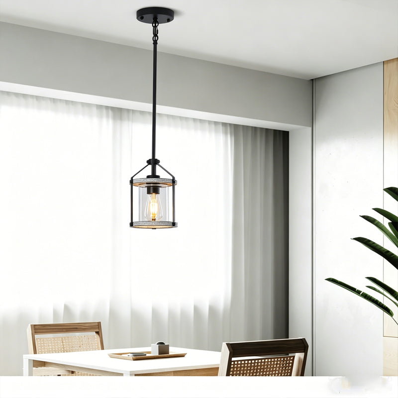 Whitewashed Cage Pendant Light in glass for Kitchen Island by AUVIELIGHT