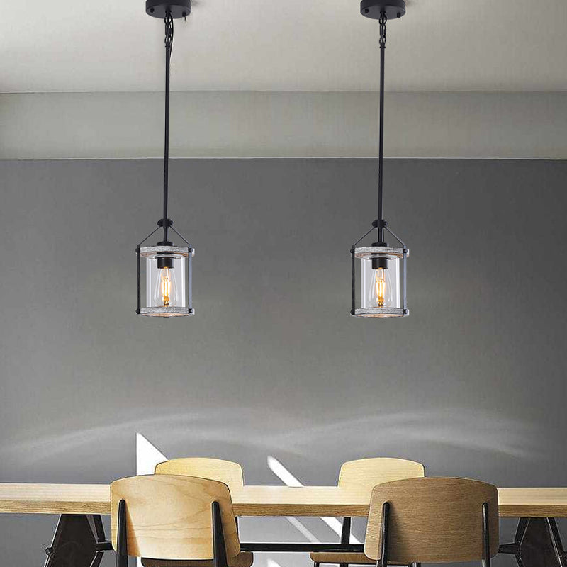 Whitewashed Cage Pendant Light in glass for Kitchen Island by AUVIELIGHT