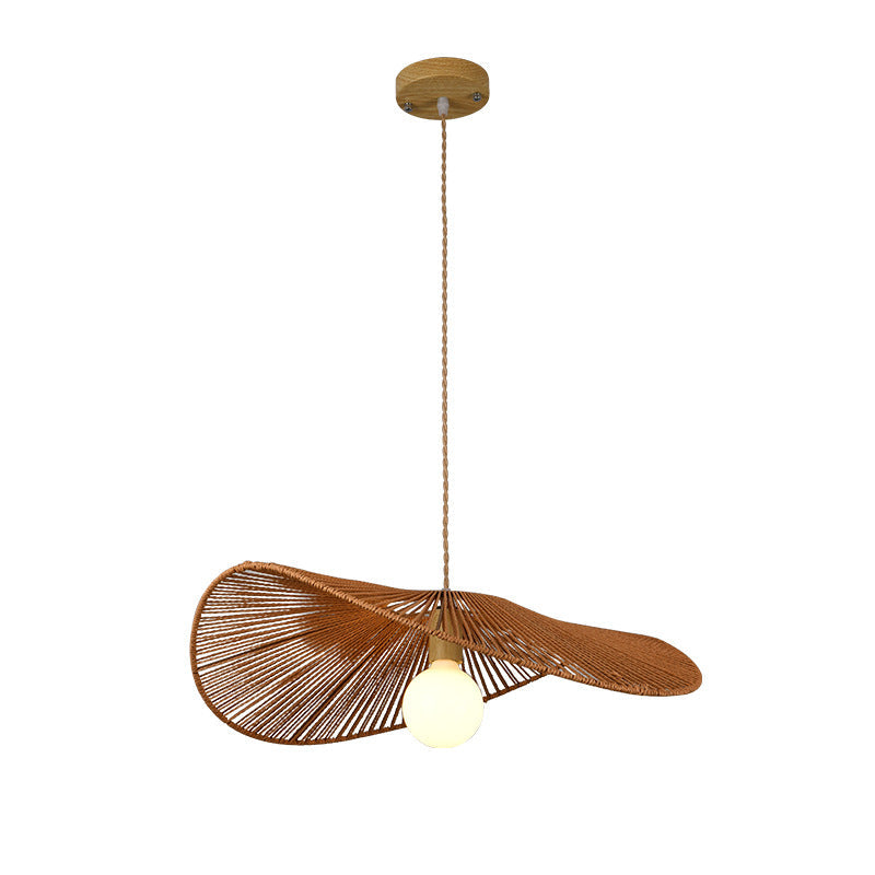 Wide-Brim Woven Pendant Light for Kitchen Island by AUVIELIGHT, D 100cm x Canopy 10cm / D 39.4″ x Canopy 3.9″ / Natural Jute / Warm Light