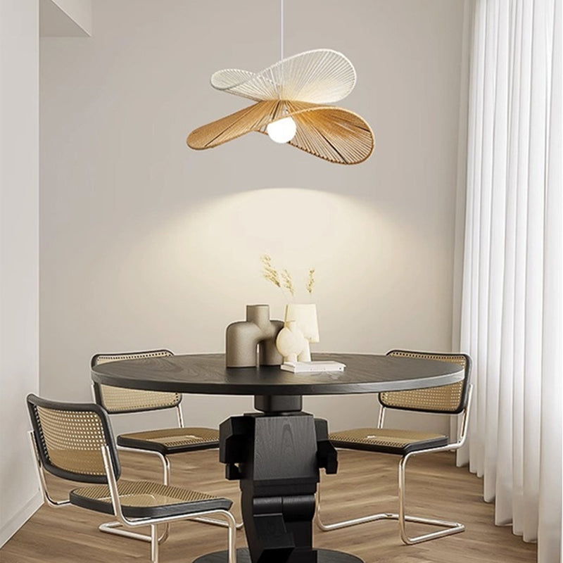 Wide-Brim Woven Pendant Light for Kitchen Island by AUVIELIGHT