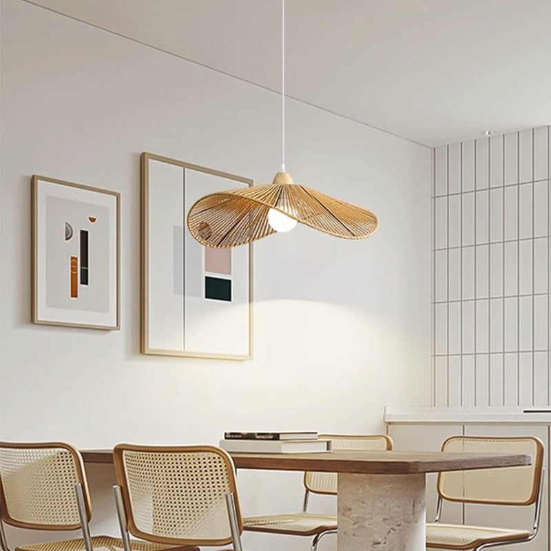 Wide-Brim Woven Pendant Light for Kitchen Island by AUVIELIGHT