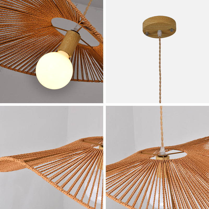 Wide-Brim Woven Pendant Light for Kitchen Island by AUVIELIGHT
