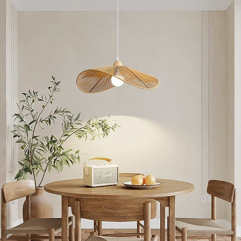 Wide-Brim Woven Pendant Light for Kitchen Island by AUVIELIGHT